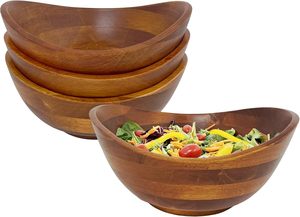 Tazón de Madera Minimalista Hecho a Mano con Borde Natural, Ecológico, Apto para Lavavajillas, para Ensaladas, Frutas, Aperitivos, Cocina y Comedor - Product Image 3