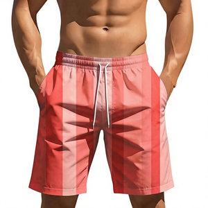 Men's Double <b>Layer</b> Casual Shorts Drawstring Closure Sublimation Print Elastic Waist Breathable Knitted Polyester/Cotton Custom - Product Image 1