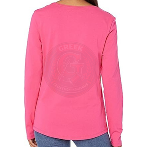 Camisetas de Cuello en V para Mujer al por Mayor, Camiseta Informal Cómoda de Manga Corta, Personalizada con Estampado, Color Liso, 100% Algodón Transpirable - Product Image 3