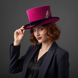 Chapeau haut de forme en soie rose fait main de qualité supérieure, accessoire de cosplay victorien steampunk gothique - Product Image 1