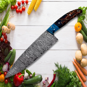 LEGACY BLADES Professional Damascus <b>Kitchen</b> <b>Knife</b> Razor <b>Sharp</b> Hand Forged Resin Handle Custom Logo OEM Factory - Product Image 4