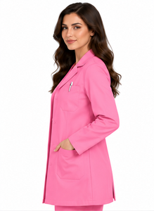 Bata de Laboratorio Ligera Blanca de Verano de Manga Corta para Médicos y Personal de Laboratorio, Uniforme Médico Transpirable de Algodón y Poliéster - Product Image 3