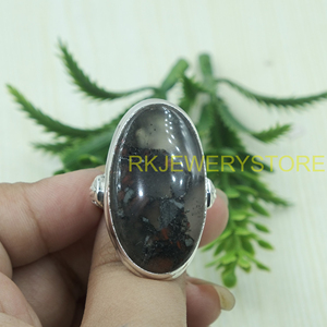 Natural Bloodstone Oval <b>Ring</b> 925 Sterling Silver Handmade <b>Statement</b> <b>Ring</b> Vintage Healing Gemstone Jewelry Gift for Women Men Her - Product Image 6