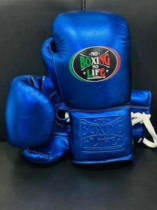 Gants de boxe bleus et gris de haute qualité en gros, sans boxe il n'y a pas de vie, équipement d'entraînement de MMA et de kickboxing, équipement de combat de boxe personnalisé - Product Image 2