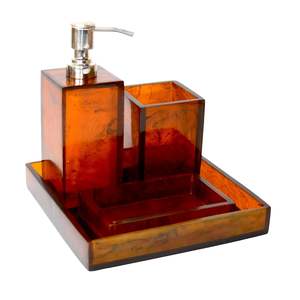 Juego clásico de cuatro piezas de accesorios de baño redondos en negro mate, dispensador de jabón de espuma de poliresina de The Handmade Collection - Product Image 1