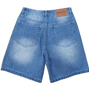 Shorts en jean pour homme, coupe ample, délavé clair, style vintage, en coton, pour le travail ou le streetwear - Product Image 2