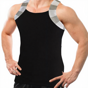 Custom Men's Cotton Tank Top Breathable O-Neck Printed Letter Design Casual Muscle Sleeveless Front Logo Workout Wear - Product Image 2