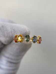 แหวนแซฟไฟร์วินเทจหลายเม็ด แหวนหมั้นแซฟไฟร์ห้าเม็ด เงินแท้ 925 ชุบทอง 14K แหวนขอแต่งงาน - Product Image 4