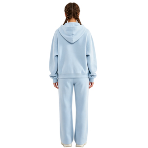 Ensemble de survêtement pour femme, couleur unie, à capuche, avec cordon de serrage, pantalon de survêtement long, coupe régulière, vêtements décontractés d'hiver, 100% coton respirant - Product Image 3