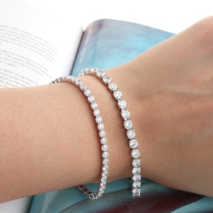 เครื่องประดับเงินเจ้าสาวสร้อยข้อมือผู้หญิง3MM รอบลูกบาศก์เซอร์โคเนีย CZ หิน925เงินเครื่องประดับผู้หญิงเครื่องประดับออกแบบได้ตามต้องการ - Product Image 5