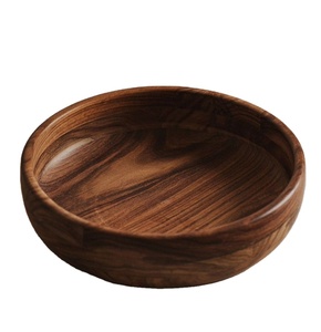 Bol de service en bois artisanal, plateau en bois massif naturel pour les collations, les fruits, la salade, la table à manger, la décoration de la maison - Product Image 1