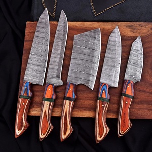 Ensemble de couteaux de cuisine Damas faits à la main, couteau de chef, couteaux de cuisine, manche en bois, hachoir, trancheur, couteau utilitaire, livraison USA Europe - Product Image 1