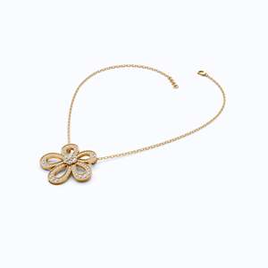 Pendentif Fleur en Diamant de Laboratoire Or Jaune 14K Plaqué Rhodium Taille Ronde Brillante Certifié IGI Cadeau de Luxe pour Fiançailles et Mariage - Product Image 4