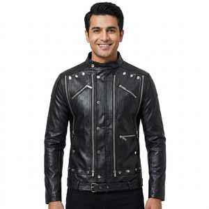 Veste en cuir pour hommes, fabrication professionnelle en gros, sur mesure, OEM, de bonne qualité, en PU, grandes tailles. - Product Image 6