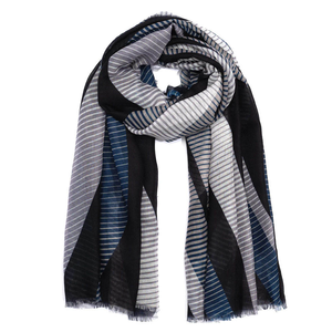 Lightweight Long Scarf For Women Classic Style All Seasons Warm Neck Wrap Black Blue Gray Patterned Adult Fashion Accessory - Product Image 1
