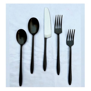 Premium Quality Stainless Steel Black Finished Flatware Set Silverware Cutlery Matt Polished Place Setting Tableware Spoon <b>Fork</b> - Product Image 1