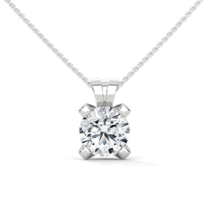 Lab Grown Diamond <b>Pendant</b> 14K <b>Solid</b> <b>Gold</b> Round Brilliant Charm Necklace for Engagement Gift - Product Image 1