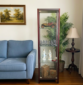 TMG-G389 Modern <b>Vintage</b> French Tempered Glass Display <b>Cabinet</b> for Collectibles Entry & Apartment Living Room Furniture - Product Image 1