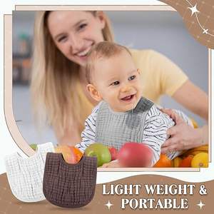 Bavoirs pour bébé en bambou biologique, extensibles, pour la dentition, l'alimentation et la récupération des bavures - Product Image 3