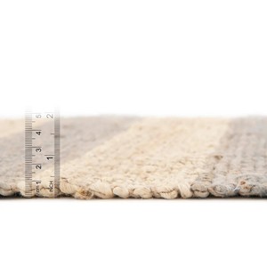 Tapis rectangulaire beige en laine acrylique rayée, style scandinave, noué à la main, à poils moyens, avec envers en caoutchouc, pour salon - Product Image 2