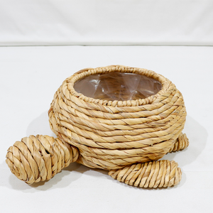 Maceta Decorativa Tejida de Jacinto de Agua con Forma de Tortuga, con Forro, Capacidad de 3L, Cesta de Almacenamiento Interior - Product Image 2