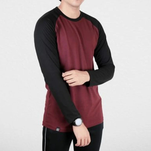 T-shirt à manches longues raglan pour homme, orange et blanc, col rond, jersey décontracté, taille régulière, 100% coton, séchage rapide, anti-plis - Product Image 2