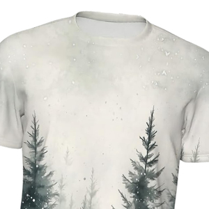 T-shirt à col rond pour homme, manches courtes, coupe classique, style décontracté, imprimé numérique, tissu jersey 100% polyester, anti-plis - Product Image 3