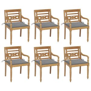 Juego de Muebles de Patio con 6 Sillas Batavia de Madera de Teca Sólida con Cojines - Product Image 1