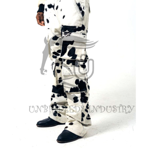 Pantalones Cargo de Cuero Vacuno Negro Blanco - Product Image 3