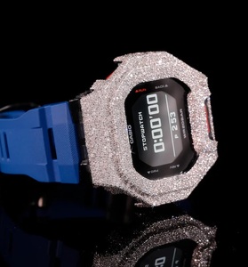 Reloj de pulsera de lujo mecánico de acero inoxidable con moissanita, estilo hip hop, de 20 mm, con diseño digital azul y efecto helado, de alta gama. - Product Image 4