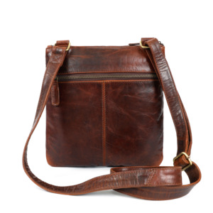 Bolso Mensajero de Cuero Marrón Desgastado – Bolso Cruzado Italiano, Diseño Versátil - Product Image 4
