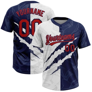 Maillot de softball unisexe à deux boutons, motif graffiti personnalisé rouge-marine 3D, best-seller de l'industrie, vente en gros directe - Product Image 1