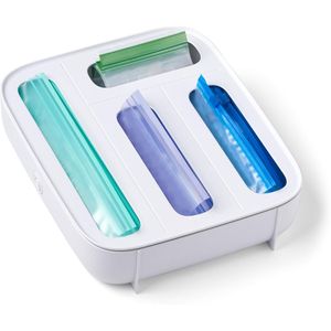 Dispenser StoraBag a 4 Scomparti in Plastica Bianca per Sacchetti Alimentari, Organizzatore da Cucina per Conservazione Sacchetti per Sandwich - Product Image 1