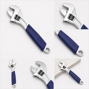 Heavy Duty Double End <b>Adjustable</b> <b>Wrench</b> Carbon Steel Chrome Plated Serrated <b>Jaw</b> Anti-Slip Handle 3-Year Warranty Grip <b>Wide</b> <b>Jaw</b> - Product Image 2