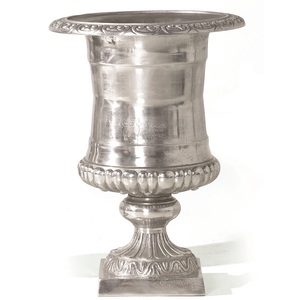 Urna de Metal Dorado Satinado de Lujo, Florero con Pedestal Acanalado y Base con Cuentas, Elegante Centro de Mesa para Decoración de Bodas y Hoteles - Product Image 5