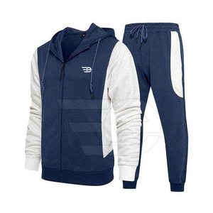 Ensemble de vêtements de sport d'hiver pour hommes, à capuche, décontracté, avec cordon de serrage, haut et bas, pour la salle de sport, l'exercice, les activités de plein air, couleur unie - Product Image 2