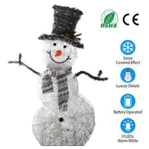 LED Snowman Christmas Decoration Collapsible Indoor/Outdoor Garden Light <b>Battery</b> <b>Operated</b> Snowman with Lighted Features - Product Image 3
