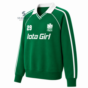 Sweat-shirt de rugby universitaire pour femmes Iota Phi Lambda, col polo, manches longues, broderie, pull décontracté, pull universitaire - Product Image 3