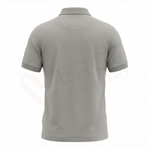 Polo en piqué gris à manches courtes pour homme, décontracté, uni, tricoté, coupe classique, avec boutons - Product Image 2