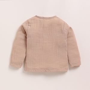 Organic Muslin Long Sleeve Henley Tshirt with Lounge Pant Set Premium Quality Latte + Cocoa Whisper Baby Clothing - Product Image 3