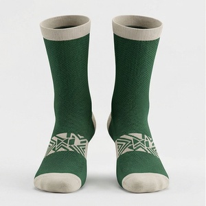 Green Crew <b>Socks</b> With Geometric Pattern Breathable <b>Running</b> Athletic <b>Socks</b> For Adults Summer Sport Wear - Product Image 1