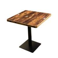 Table de café carrée de luxe en marbre noir avec bordure dorée, table à manger pour 2 personnes, base en métal, mobilier de bistrot et de bar