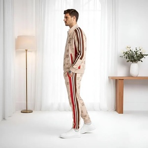 Survêtement en cuir jaune et blanc pour homme, ensemble de jogging - Product Image 4