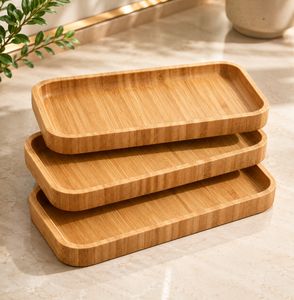 Plateau de service rectangulaire en bois fait main, élégant plateau en bois naturel pour la cuisine, la table à manger, la table basse et la décoration de la maison - Product Image 6