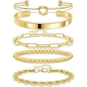 Bracelet manchette épais pour femme plaqué or 14 carats, anti-ternissement, tendance, avec nœud, style cubain - Product Image 1