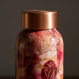 Bouteille d'eau isotherme en cuivre imprimé de qualité supérieure, motif floral, réutilisable, pour le bureau, la salle de sport, la décoration de la maison - Product Image 2