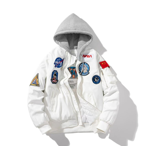 Veste universitaire en velours côtelé pour homme et femme, style Astronaut Pilot, coupe-vent, respirante, écologique, col montant, par Fabric Studio - Product Image 4