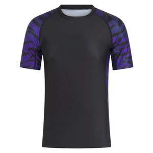 Chemise de compression à manches courtes pour homme, imprimé tigre noir et violet, séchage rapide, pour le surf et l'entraînement - Product Image 4