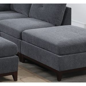 Sedia Modulare Senza Braccioli in Tessuto Chenille Grigio con Comodo Cuscino per Soggiorno - Product Image 6