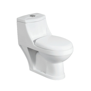 Inodoro de una pieza Camry con descarga por gravedad, montaje en suelo, diseño contemporáneo, fácil de limpiar, cerámica ecológica, sifón en P para baño - Product Image 1